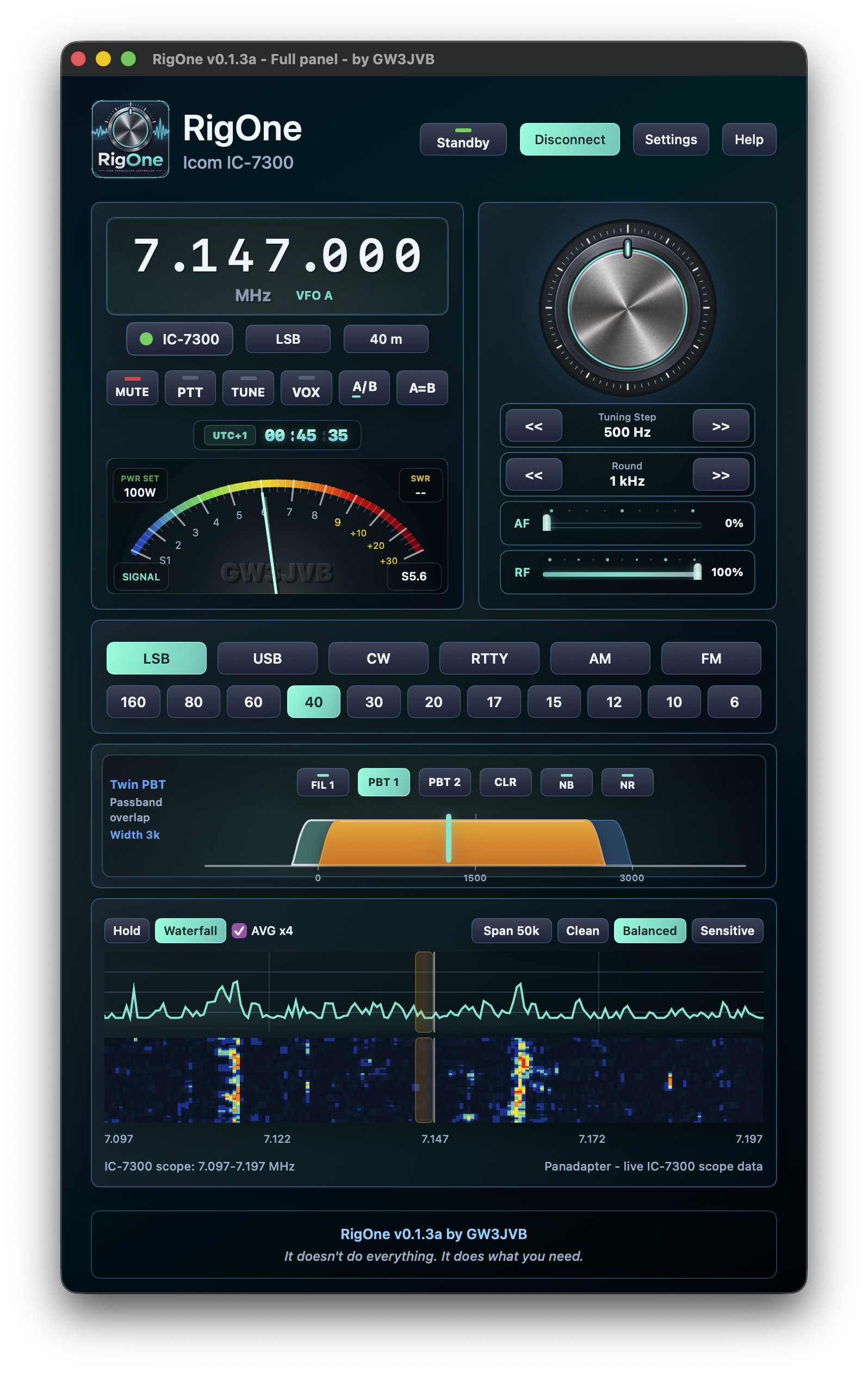 RigOne for Mac Full panel view
