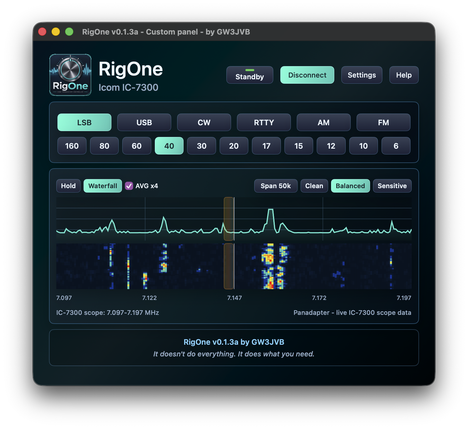 RigOne for Mac Custom panel view